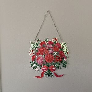 Completed Diamond Art Rose Bouquet Wall Hanging